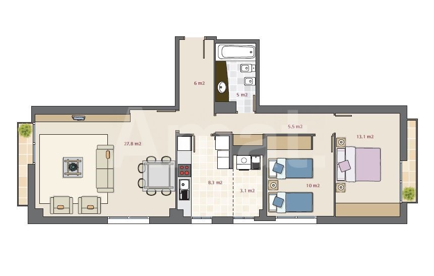 Semi-new, central and quiet flat -32